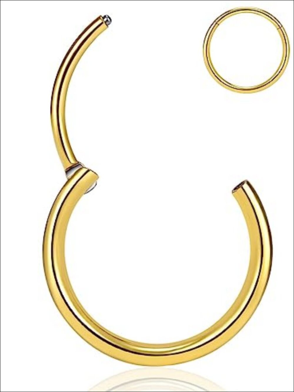 Titanium Nose Ring Hoop 18G 8mm Hinged Clicker Septum Cartilage Piercing